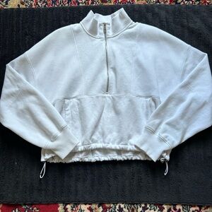 Abercrombie & Fitch White Cropped Quarter-Zip Pullover